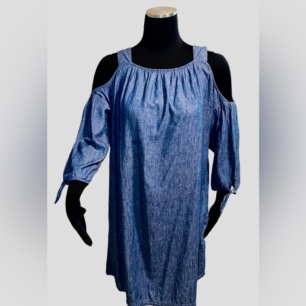 Madewell Blue Cold Shoulder Mini Dress